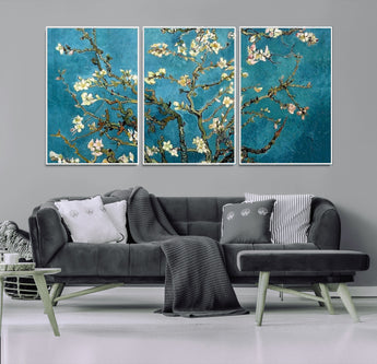 91714-MGV-CV-36X24-Almond Blossoms Wall Art – Handcrafted Van Gogh Inspired Floral Canvas Print, Beautiful Nature Decor for Living Room, Bedroom, or