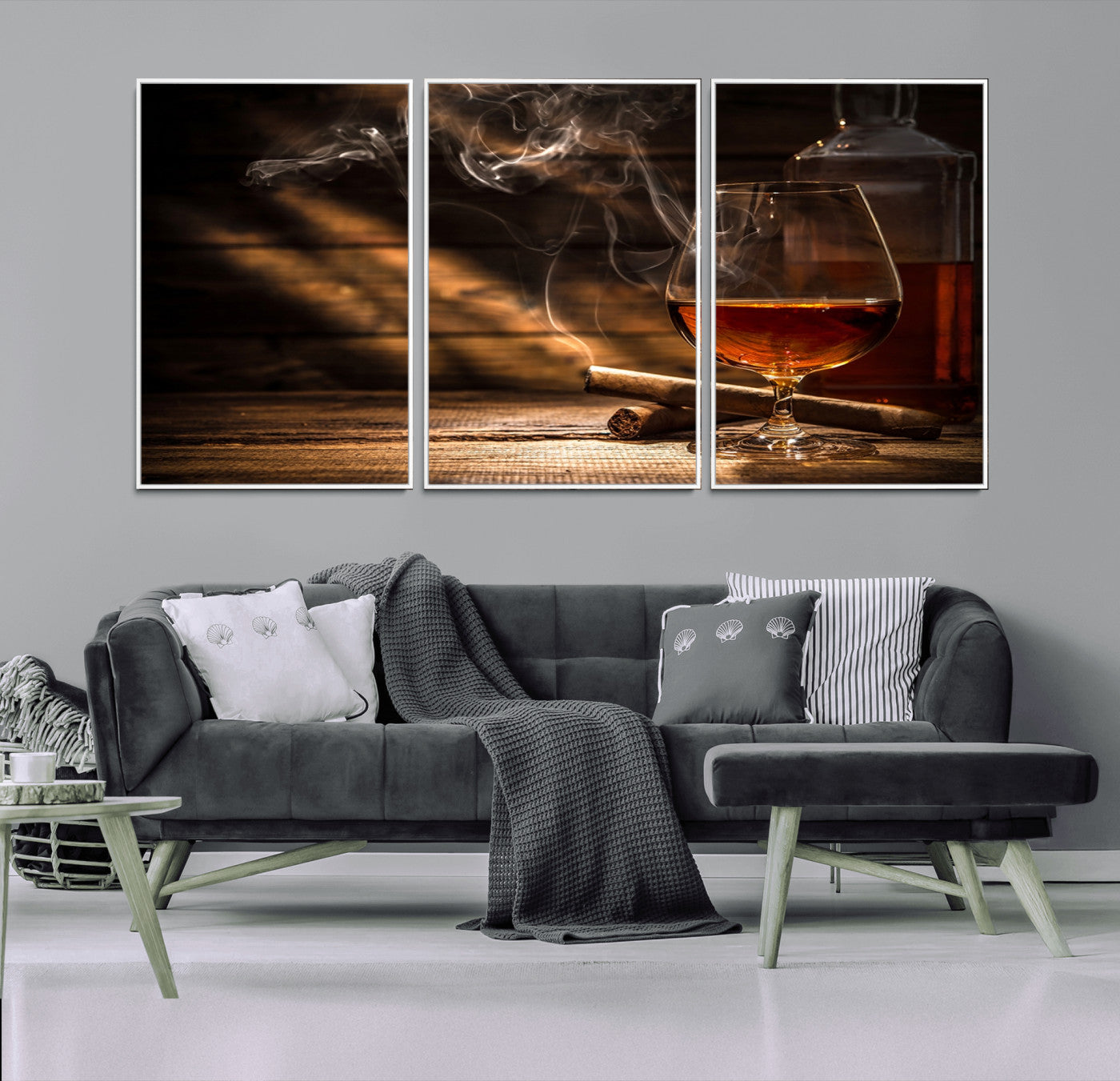 92305-MGV-CV-36X24-Whiskey & Cigar Wall Art – Moody Whiskey and Cigar Canvas Print, Sophisticated Bar or Home Lounge Decor for Office, Man Cave or