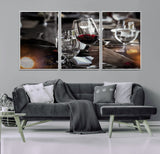 75513-MGV-CV-36X24-Elegant Wine Toast Wall Art – Close-Up Red Wine Glass at Dinner Table Canvas Print, Sophisticated Dining Room or Bar Decor