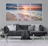 71849-MGV-CV-36X24-Sunrise Ocean Beach Wall Art – Serene Seascape Canvas Print with Gentle Waves, Coastal Nature Decor for Bedroom, Living Room or