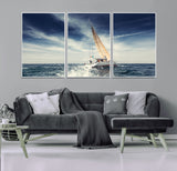 75430-MGV-CV-36X24-Sailing Boat Wall Art – Dynamic Ocean Yacht Canvas Print, Nautical Decor for Living Room, Office, Beach House or Cabin