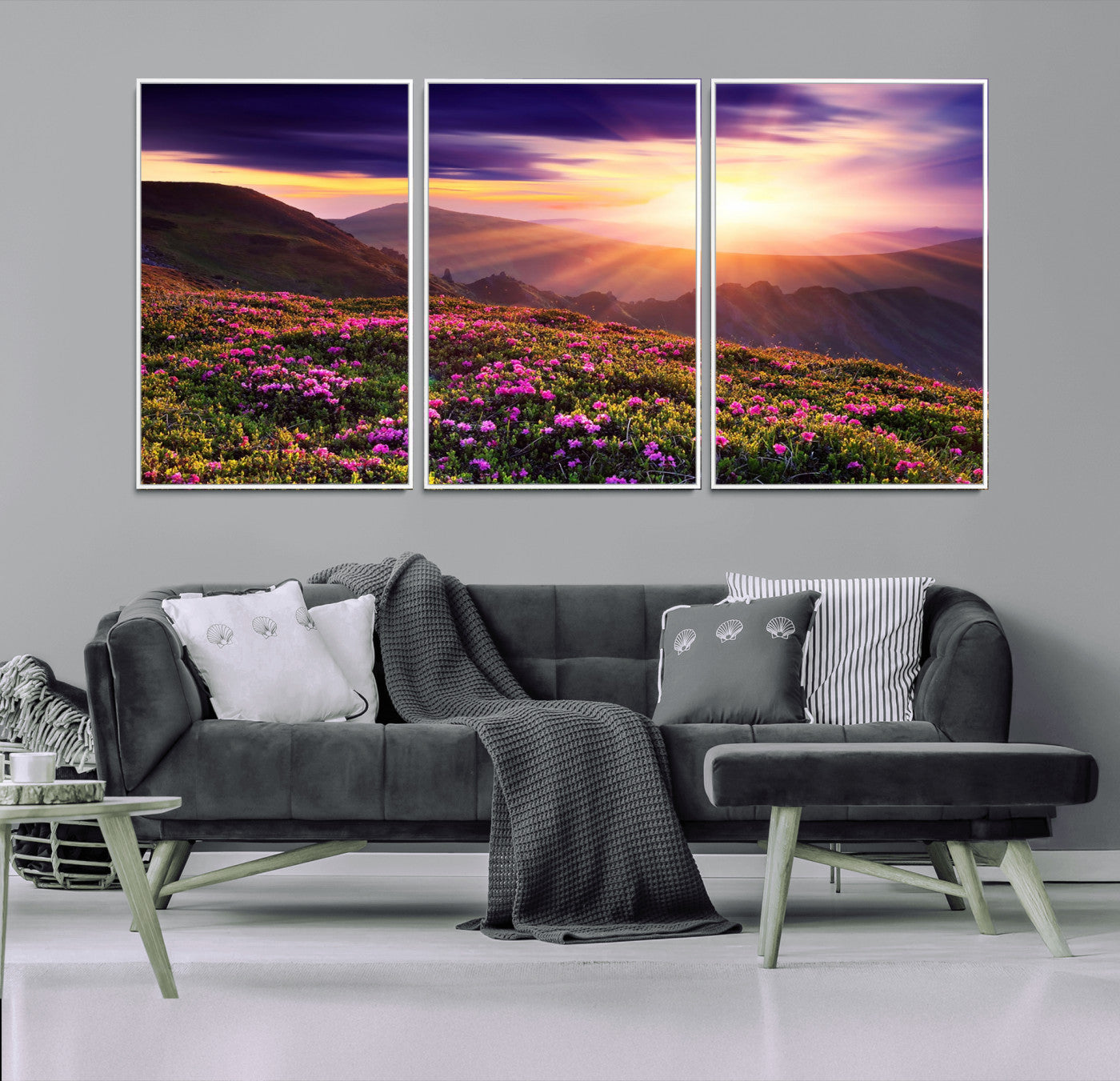 49741-MGV-CV-36X24-Mountain Sunrise Wall Art – Vibrant Floral Landscape Canvas Print, Nature Home Decor for Living Room, Bedroom Office or Cabin
