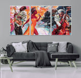 24452-MGV-CV-36X24-Vibrant Jazz Musician Painting - Expressive Art Print of Live Jazz Band, Perfect Wall Decor for Music Lovers and Art Enthusiasts