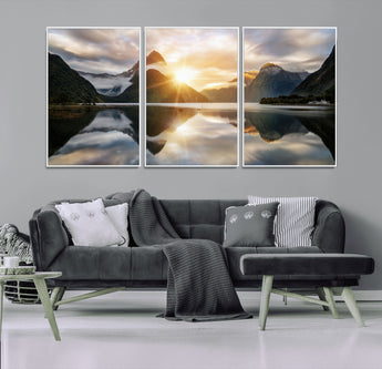 78842-MGV-CV-36X24-Sunrise Mountain Reflection Wall Art – Stunning Nature Landscape Canvas Print for Home, Office, Living Room or Relaxing Space