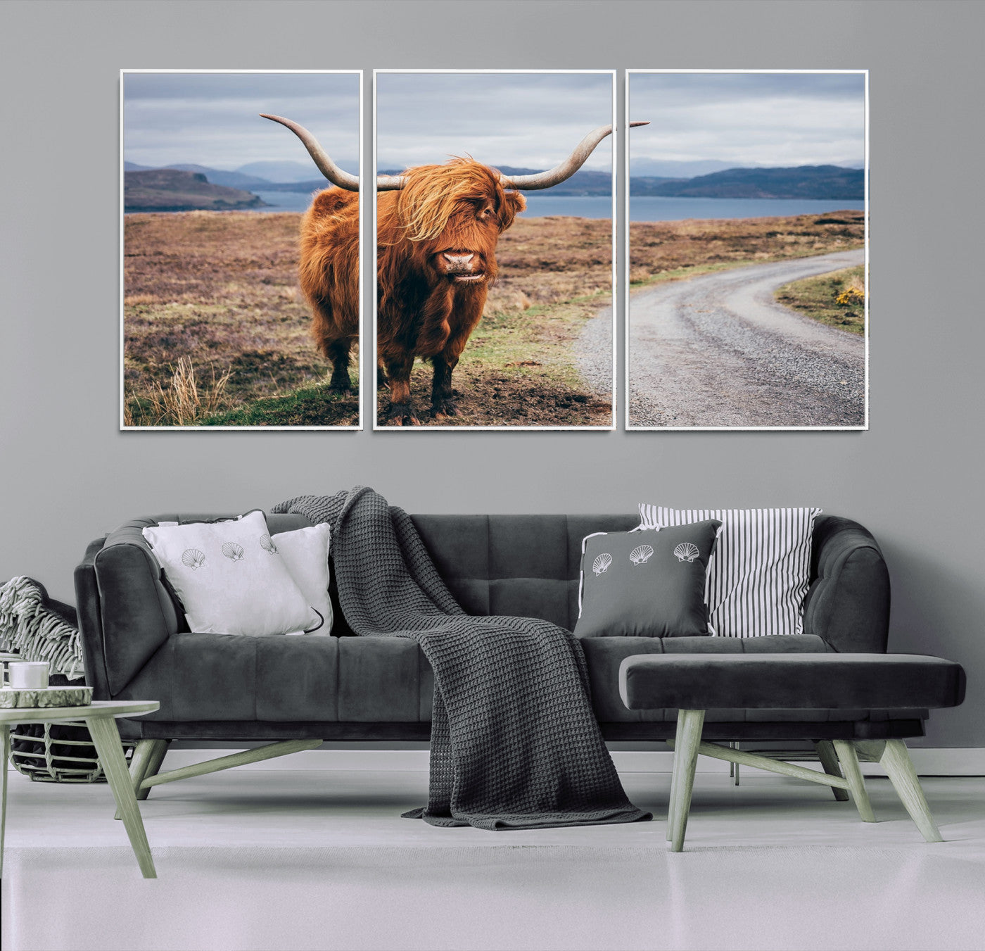 56121-MGV-CV-36X24-Rustic Highland Cow Wall Art – Panoramic Nature Canvas Print, Perfect Decor for Home, Office, Living Room or Man Cave