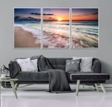 99906-MGV-FC-60X30-3P_White-Morning Tide Canvas Print – Soft Sunrise Ocean Waves Wall Art, Coastal Serenity Decor for Home & Office
