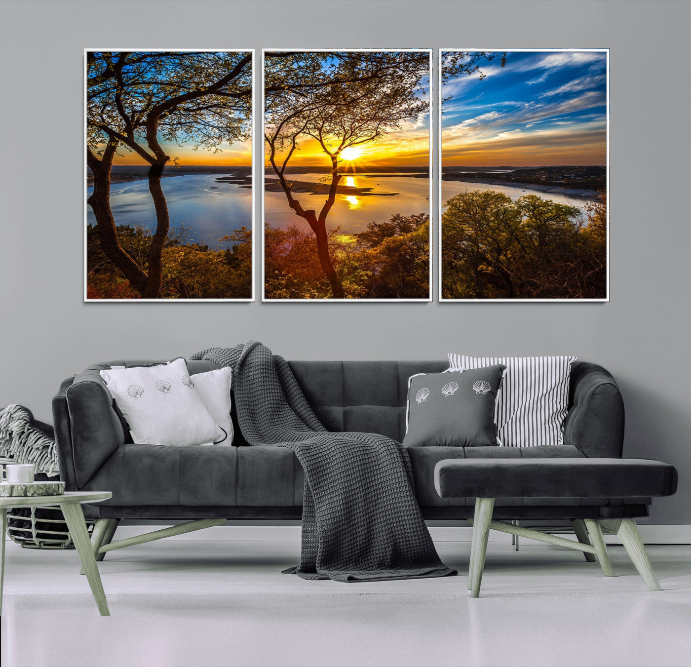 71863-MGV-CV-36X24-Lake Sunset Wall Art – Scenic Nature Canvas Print with Trees and Golden Sky, Serene Landscape Decor for Living Room, Bedroom or