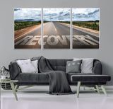 50743-MGV-FC-60X30-3P_White-Healing Road Wall Art – Motivational Highway Canvas Print, Inspirational Journey Decor for Office, Gym or Living Room