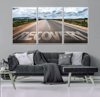 50743-MGV-FC-60X30-3P_White-Healing Road Wall Art – Motivational Highway Canvas Print, Inspirational Journey Decor for Office, Gym or Living Room