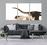 35866-MGV-CV-36X24-Texas Longhorn Wall Art – Rustic Western Bull Canvas Print, Farmhouse Animal Photography Decor for Living Room, Office, or Ranch
