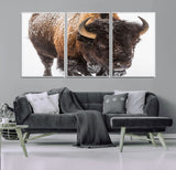 65605-MGV-FC-60X30-3P_White-Snow Bison Wall Art – Close Up Buffalo Canvas Print, Rustic Western Wildlife Photography, Farmhouse Cabin Lodge Decor for Living