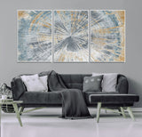 17631-MGV-FC-60X30-3P_White-Radiant Burst Wall Art – Abstract Sunburst Canvas Print in Blue and Gold, Modern Geometric Painting for Living Room, Office or