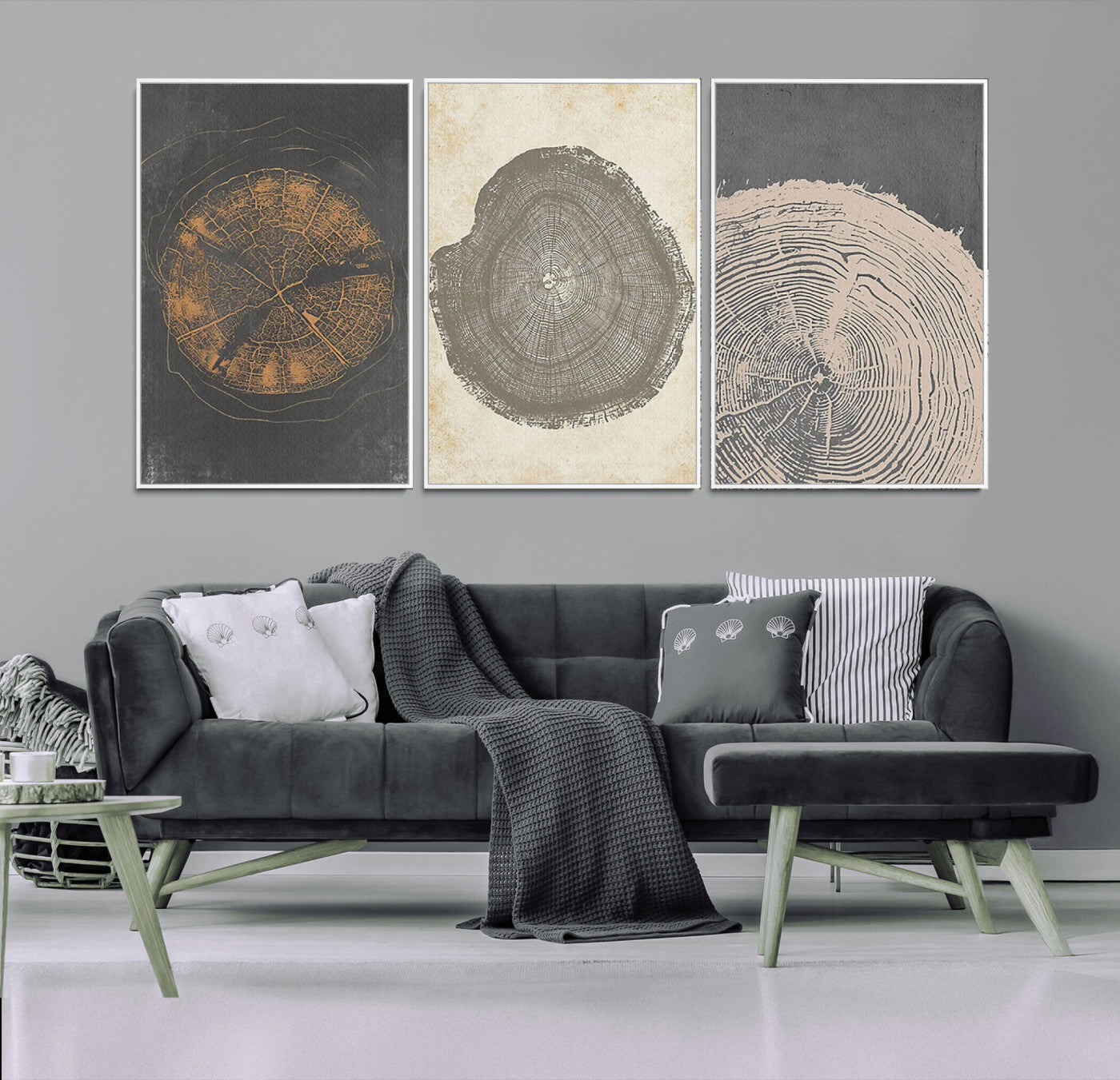 80725-MGV-CV-36X24-Wood Tree Rings Wall Art Canvas Print, Framed Tree Rings Art Picture Print, Abstract Tree Rings Perfect Modern Boho Decor Artwork