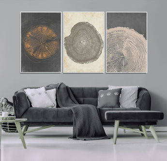 80725-MGV-CV-36X24-Wood Tree Rings Wall Art Canvas Print, Framed Tree Rings Art Picture Print, Abstract Tree Rings Perfect Modern Boho Decor Artwork