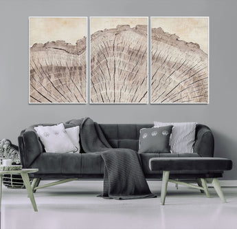 67528-MGV-CV-36X24-Wood Ring Wall Art Canvas Print, Framed Tree Ring Art Picture Print, Rustic Tree Ring Perfect Neutral Boho Decor Artwork