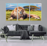 67826-MGV-FC-60X30-3P_White-Majestic Lion Wall Art – King of the Jungle Canvas Print, Safari Wildlife Decor for Living Room, Office, or Man Cave