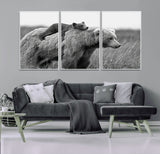 76338-MGV-FC-60X30-3P_White-Mother Bear and Cub Wall Art – Black and White Wildlife Canvas Print, Rustic Nature Photography for Cabin, Living Room or Office