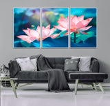 32559-MGV-CV-36X24-Lotus Flower Wall Art – Pink Water Lily Canvas Print, Tranquil Nature Decor for Living Room, Bedroom or Meditation Space