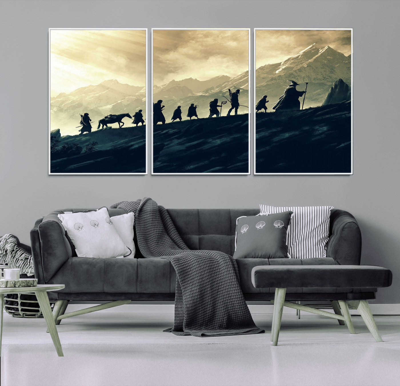 41574-MGV-CV-36X24-Fellowship Journey Wall Art – Epic Fantasy Adventure Canvas Print, Mountain Landscape Decor for Living Room, Office or Man Cave