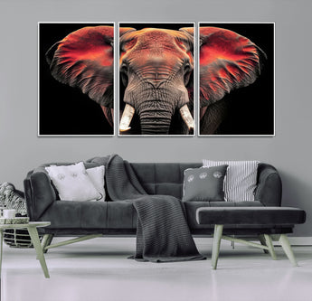 54719-MGV-FC-60X30-3P_White-Elephant Wall Art – Majestic African Elephant Canvas Print, Wildlife Safari Animal Decor for Living Room, Bedroom, Office or Man