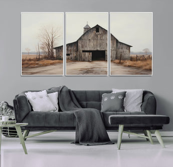 11602-MGV-CV-36X24-Old Barn Wall Art Canvas Print, Framed Rustic Barn Art Picture Print, Old Farmhouse Perfect Rustic Farmhouse Decor Artwork