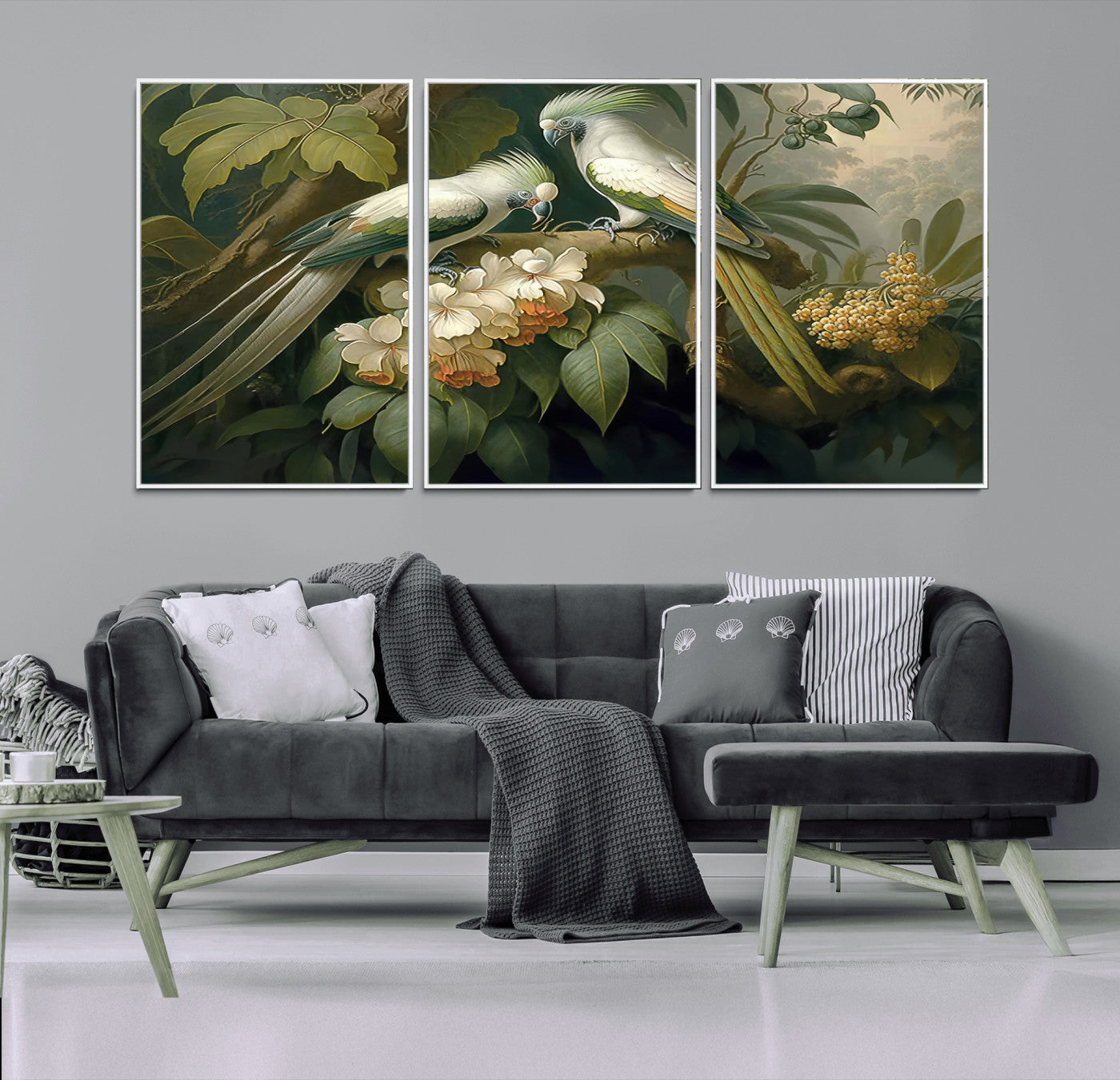 84047-MGV-CV-36X24-Tropical Birds Wall Art – Elegant Botanical Canvas Print, Exotic Nature Decor for Living Room, Bedroom or Office