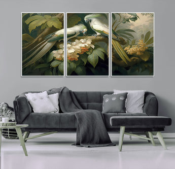 84047-MGV-CV-36X24-Tropical Birds Wall Art – Elegant Botanical Canvas Print, Exotic Nature Decor for Living Room, Bedroom or Office