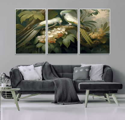 84047-MGV-CV-36X24-Tropical Birds Wall Art – Elegant Botanical Canvas Print, Exotic Nature Decor for Living Room, Bedroom or Office
