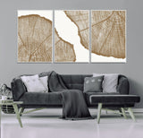 99692-MGV-CV-36X24-Tree Ring Linocut Wall Art Canvas Print, Framed Wood Cut Art Picture Print, Tree Rings Perfect Minimalist Rustic Decor Artwork