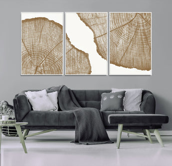 99692-MGV-CV-36X24-Tree Ring Linocut Wall Art Canvas Print, Framed Wood Cut Art Picture Print, Tree Rings Perfect Minimalist Rustic Decor Artwork