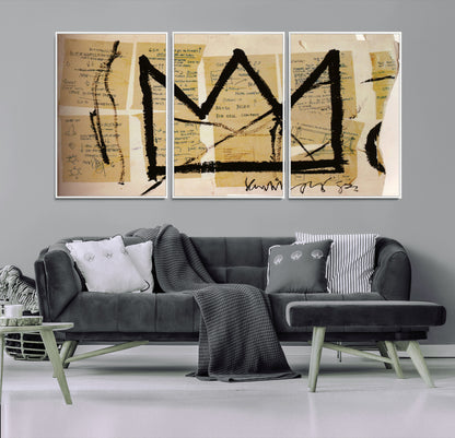 37215-MGV-CV-36X24-Abstract Crown Wall Art – Urban Graffiti Style Canvas Print Modern Street Art Design, Bold Contemporary Decor for Living Room,