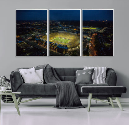 33588-MGV-FC-60X30-3P_White-Football Stadium Wall Art – Aerial Night Game Canvas Print Packed Field City Lights, Sports Photography Decor for Game Room, Man