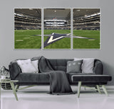 14834-MGV-FC-60X30-3P_White-Dallas Att Stadium Wall Art Canvas Print, Framed Texas NFL Stadium Art Picture Print, American Football Stadium Perfect Sports