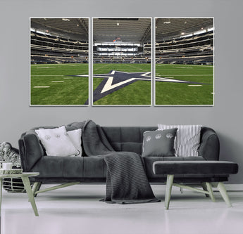 14834-MGV-FC-60X30-3P_White-Dallas Att Stadium Wall Art Canvas Print, Framed Texas NFL Stadium Art Picture Print, American Football Stadium Perfect Sports