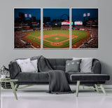 38612-MGV-FC-60X30-3P_White-Busch Stadium Wall Art Canvas Print, Framed Missouri Stadium Art Picture Print, Busch Stadium Field Perfect Sports Room Decor