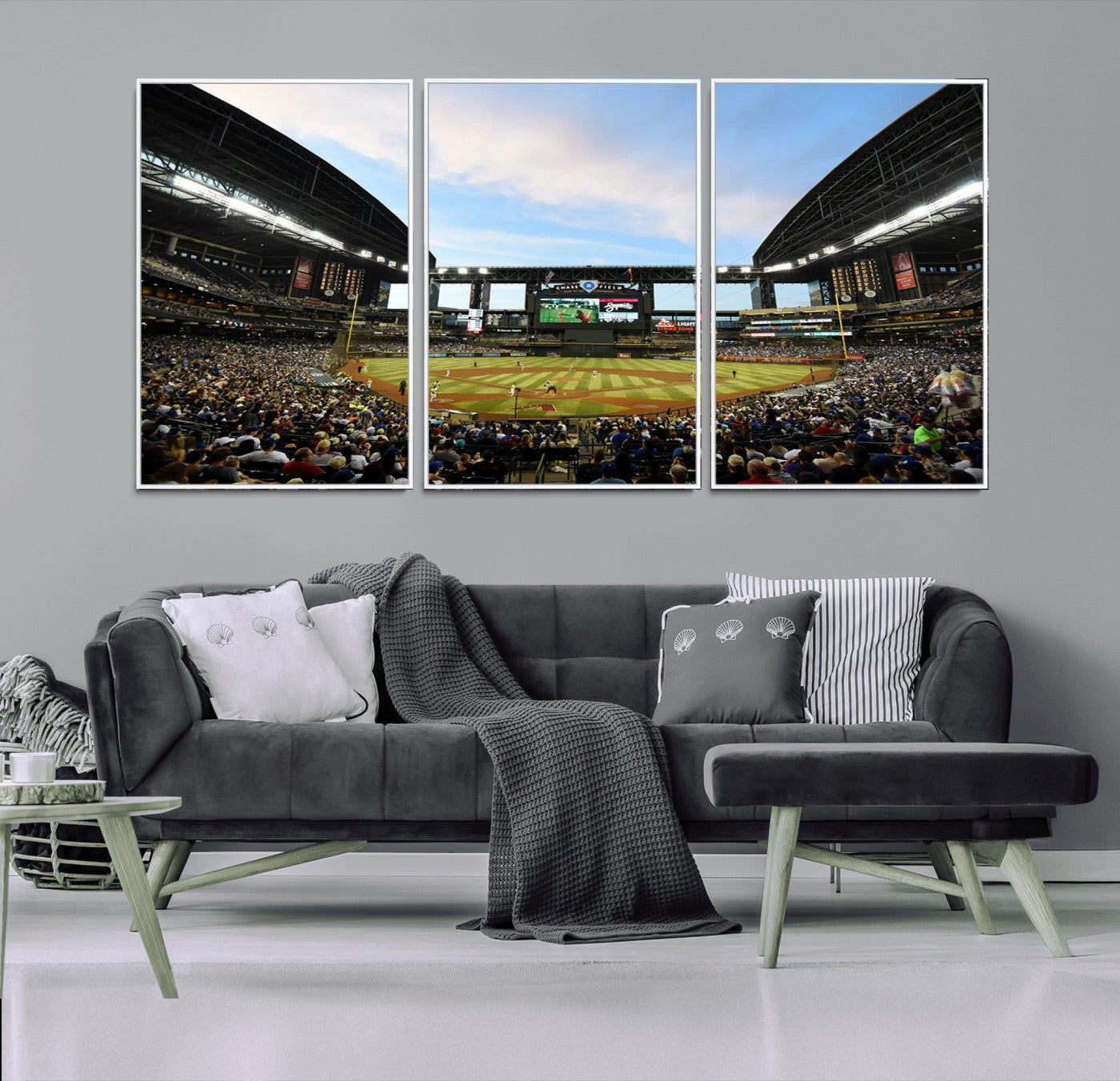 92672-MGV-FC-60X30-3P_White-Chase Field Stadium Wall Art Canvas Print, Framed Arizona Stadium Art Picture Print, Chase Stadium Perfect Sports Room Decor