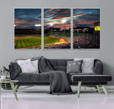 66781-MGV-CV-36X24-Baseball Stadium Wall Art – Canvas Print Evening Game Field Packed Crowd Sunset Sky Sports Photography, Dynamic Decor for Game