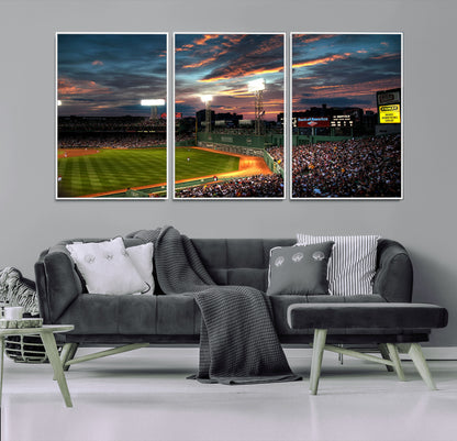 66781-MGV-CV-36X24-Baseball Stadium Wall Art – Canvas Print Evening Game Field Packed Crowd Sunset Sky Sports Photography, Dynamic Decor for Game