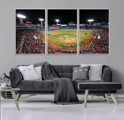 47365-MGV-CV-36X24-Fenway Park Stadium Wall Art Canvas Print, Framed Boston Baseball Stadium Art Picture Print, MLB Stadium Field Perfect Sport Room