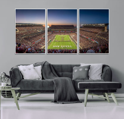 17421-MGV-FC-60X30-3P_White-Kyle Field Wall Art Canvas Print, Framed Texas Stadium Art Picture Print, Kyle Field Stadium Perfect Sport Room Decor Artwork
