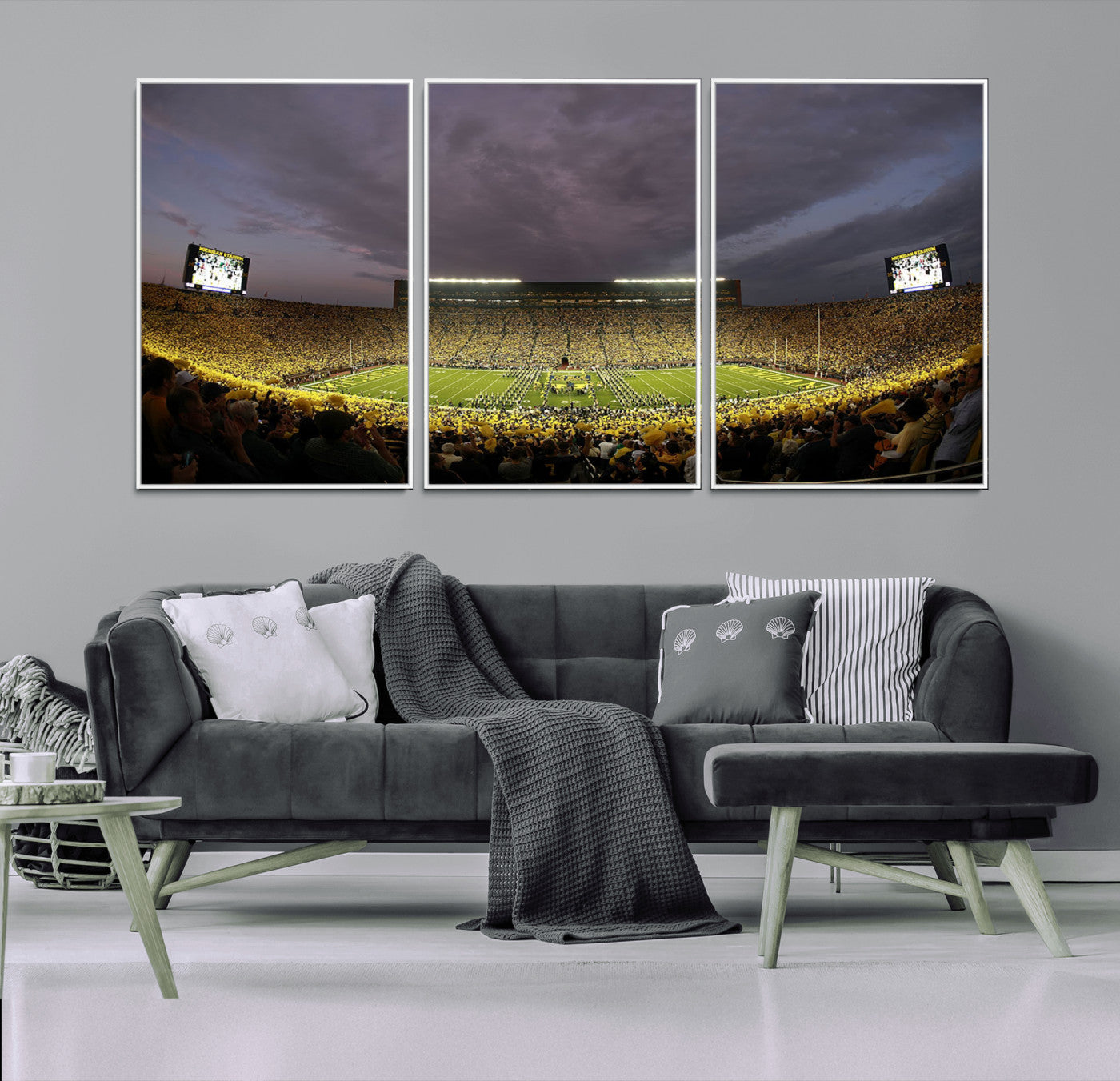 72404-MGV-CV-36X24-Michigan Wolverine Stadium Wall Art Canvas Print, Framed Michigan Stadium Art Picture Print, Football Stadium Perfect Sport Room