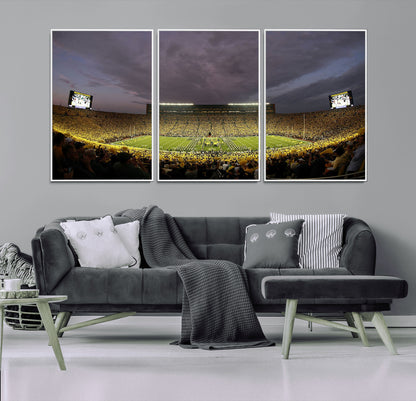 72404-MGV-CV-36X24-Michigan Wolverine Stadium Wall Art Canvas Print, Framed Michigan Stadium Art Picture Print, Football Stadium Perfect Sport Room