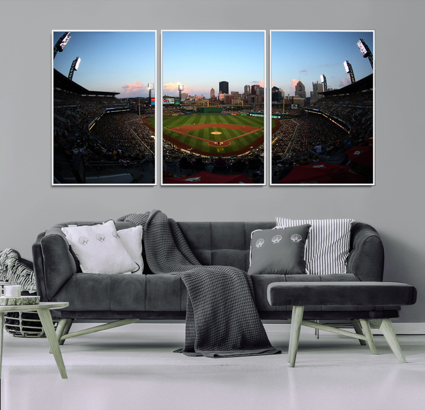67670-MGV-CV-36X24-PNC Park Stadium Wall Art Canvas Print, Framed Pittsburgh Pirates Stadium Art Picture Print, PNC Park Field Perfect Sport Room
