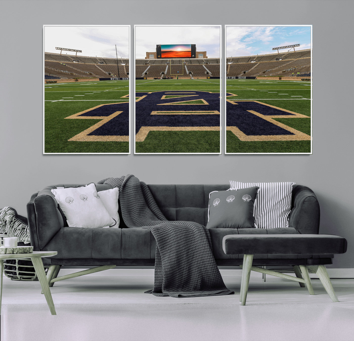 52835-MGV-CV-36X24-Notre Dame Stadium Wall Art Canvas Print, Framed Indiana Stadium Art Picture Print, Notre Dame Field Perfect Sport Room Decor