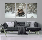 43350-MGV-CV-36X24-Wild Bear in Snow Wall Art – Majestic Wildlife Photography Print, Winter Forest Nature Decor for Cabin, Lodge, Rustic Home,
