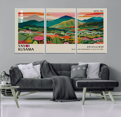 54215-MGV-CV-36X24-Yayoi Kusama Wall Art – Panoramic Japanese Landscape Canvas Print, Modern Abstract Nature Decor for Office, Bedroom or Living Room