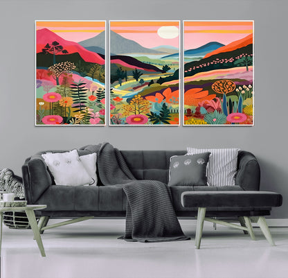 61376-MGV-CV-36X24-Floral Valley Wall Art – Panoramic Mountain Landscape Canvas Print, Vibrant Nature Decor for Living Room, Office, or Bedroom