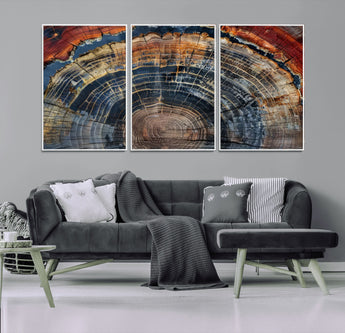 63519-MGV-FC-60X30-3P_White-Tree Ring Wall Art – Rustic Nature Wood Grain Canvas Print, Abstract Natural Texture Artwork Poster for Living Room, Bedroom,