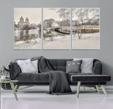 60292-MGV-CV-36X24-Central Park Winter Wall Art – Snowy Bow Bridge Canvas Print, Scenic New York City Landscape Photography for Living Room, Bedroom
