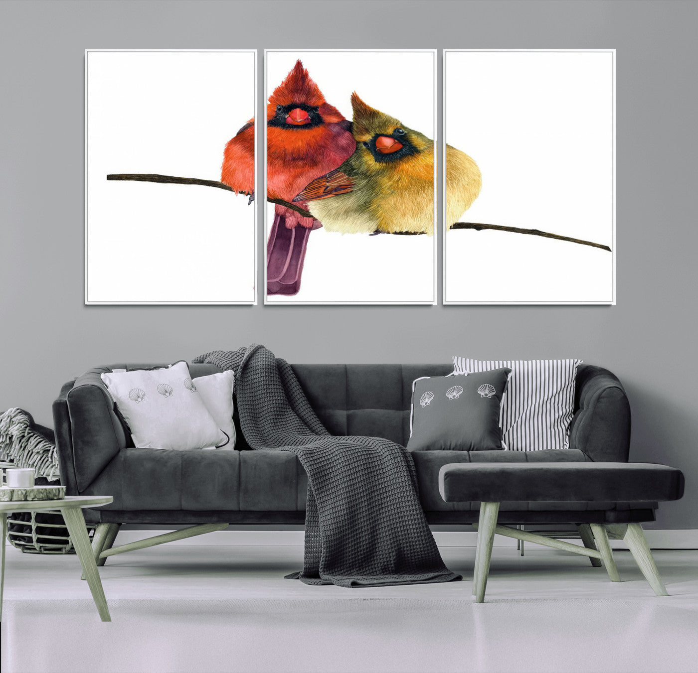 67752-MGV-CV-36X24-Cardinal Couple Wall Art – Male and Female Cardinal Canvas Print, Romantic Bird Artwork for Nature Lovers, Living Room, Bedroom,